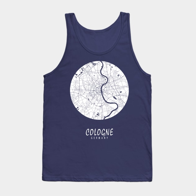 Cologne, Germany City Map - Full Moon Tank Top by deMAP Studio